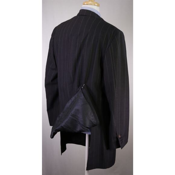 Edgar Pomeroy Bespoke Gray Pinstripe Peak Lapel Wool Blazer Jacket 44XL - Picture 8 of 10